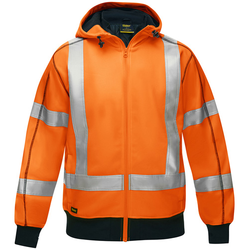 Bisley&reg; X-Back Full Zip Hooded Sweatshirt with Sherpa Lining, Small, High Visibility Orange TGS INDUSTRIEL