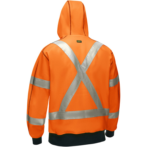 Bisley&reg; X-Back Full Zip Hooded Sweatshirt with Sherpa Lining, Small, High Visibility Orange TGS INDUSTRIEL