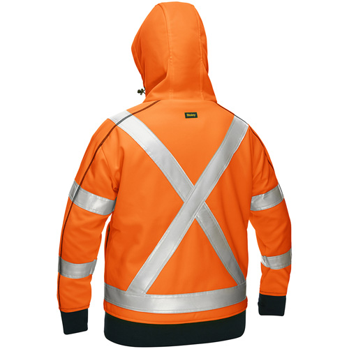 Bisley&reg; X-Back Women's Contoured Full Zip Hooded Sweatshirt with Sherpa Lining, 2X-Large, High Visibility Orange TGS INDUSTRIEL