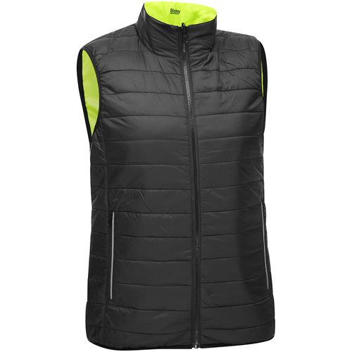 Bisley&reg; X-Back Women's Contoured Reversible Puffer Vest, High Visibility Lime-Yellow, Large, Polyester TGS INDUSTRIEL