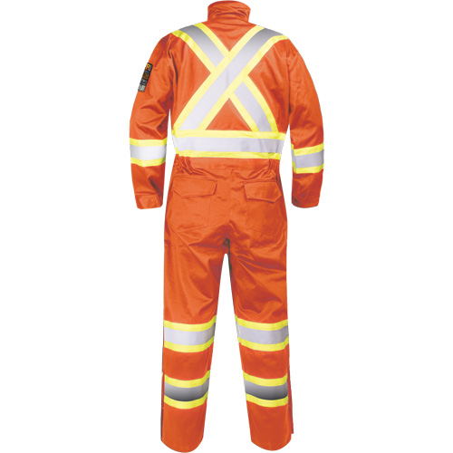 Combinaison ignifug&eacute;e avec bandes haute visibilit&eacute;, Taille Petit, Orange TGS INDUSTRIEL