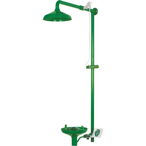 Douche combin&eacute;e pour laboratoire avec cuvette ouverte en ABS, Montage mural TGS INDUSTRIEL