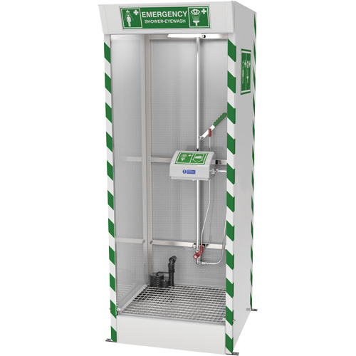 Cabine de douche d'urgence et douche oculaire/faciale couverte avec pompe de puisard TGS INDUSTRIEL