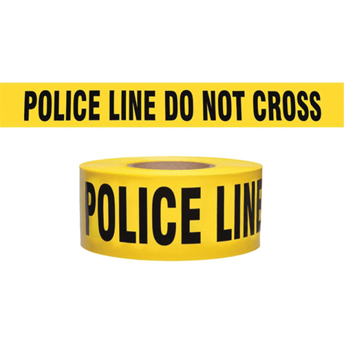 Ruban pour barricade de calibre entrepreneur "Police Line Do Not Cross", Anglais, 3" la x 1000' lo, 2 mils, Noir sur jaune TGS INDUSTRIEL