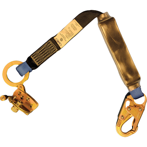 Trailing Rope Grab with Attached Shock Pack Lanyard, 2', Snap Hook Center, Snap Hook Leg Ends, Polyester TGS INDUSTRIEL