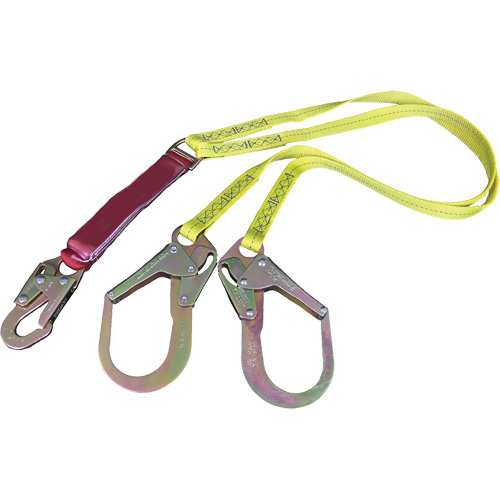 External Energy Absorber Lanyard with 2-1/4" Hooks, 6', Snap Hook Center, Snap Hook Leg Ends, Polyester TGS INDUSTRIEL