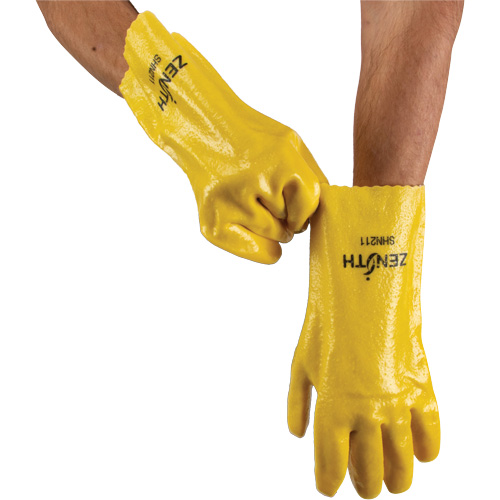 Rough-Finish Chemical-Resistant Gloves, Size 9, 12" L, PVC, Interlock Inner Lining, 47-mil TGS INDUSTRIEL
