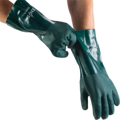 Gants verts &agrave; double enduit, 14" lo, PVC, Doublure en Jersey de coton, 70 mils TGS INDUSTRIEL