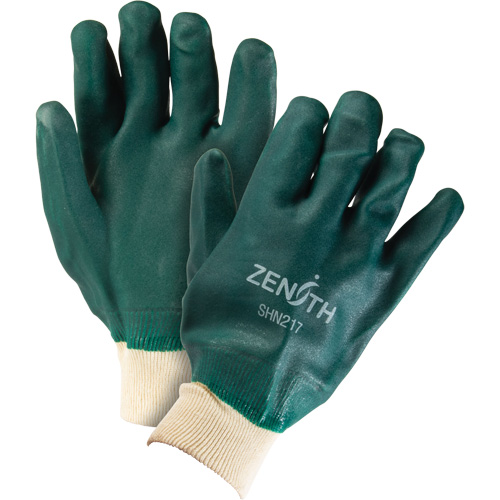Double Dipped Green Gloves, 10" L, PVC, Cotton Jersey Inner Lining, 70-mil TGS INDUSTRIEL