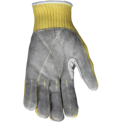 Gants de travail r&eacute;sistant &agrave; la coupe CutPro avec paume en cuir fendu, Taille Petit, Calibre 7, Enveloppe en Kevlar, ASTM ANSI niveau A3 TGS INDUSTRIEL
