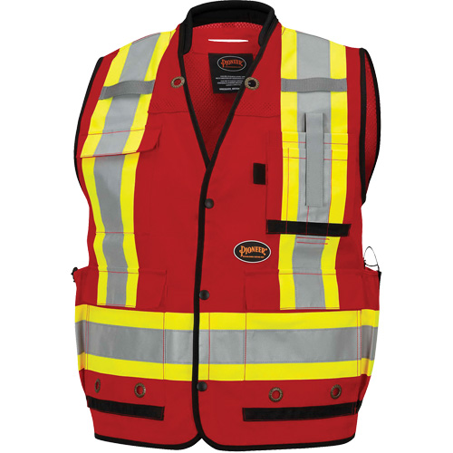 6678 Veste d'arpenteur antimicrobienne haute visibilit&eacute; avec dos en maille, Rouge, Petit, Polyester TGS INDUSTRIEL