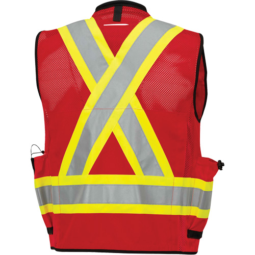 6678 Veste d'arpenteur antimicrobienne haute visibilit&eacute; avec dos en maille, Rouge, Petit, Polyester TGS INDUSTRIEL