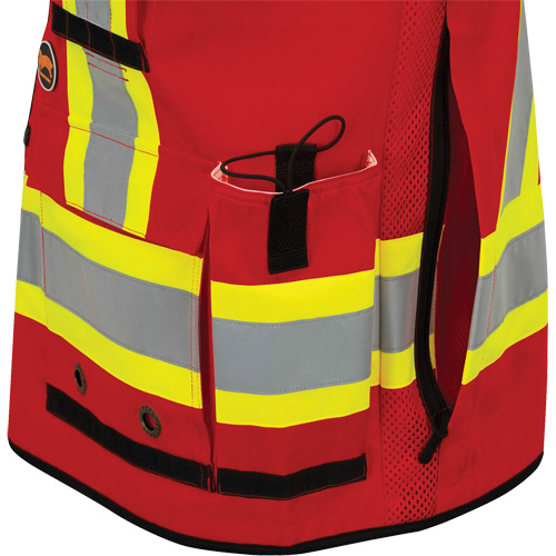 6678 Veste d'arpenteur antimicrobienne haute visibilit&eacute; avec dos en maille, Rouge, Petit, Polyester TGS INDUSTRIEL