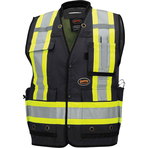 6679 Veste d'arpenteur antimicrobienne haute visibilit&eacute; avec dos en maille, Noir, Petit, Polyester TGS INDUSTRIEL