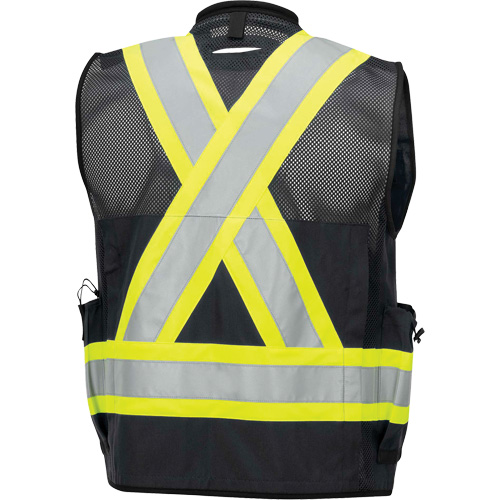 6679 Veste d'arpenteur antimicrobienne haute visibilit&eacute; avec dos en maille, Noir, Petit, Polyester TGS INDUSTRIEL