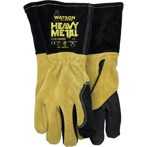 Gants de soudage MIG/&eacute;lectrode 2780 Thrasher, Cuir de vache refendu, Taille Petit TGS INDUSTRIEL