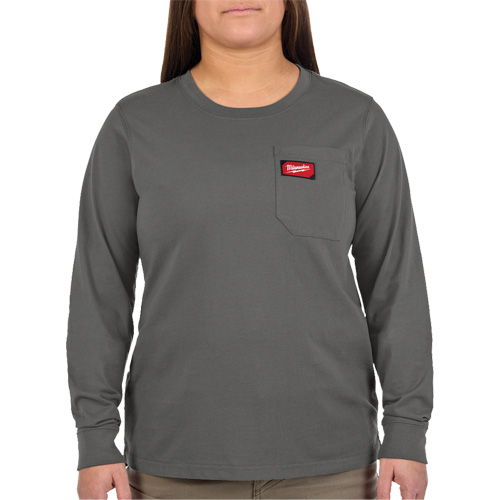 GRIDIRON Long Sleeve Pocket T-Shirt, Women's, X-Small, Grey TGS INDUSTRIEL