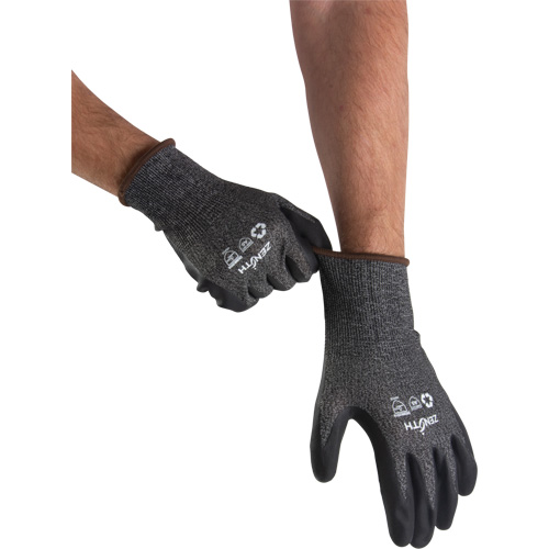 Gants &eacute;cologiques, l&eacute;gers, et r&eacute;sistants &agrave; la coupe, &agrave; haute dext&eacute;rit&eacute;, Taille 7, Calibre 21, Rev&ecirc;tement Mousse de nitrile, Enveloppe en Acier inoxydable/PEHP/rPET, ASTM ANSI niveau A5 TGS INDUSTRIEL