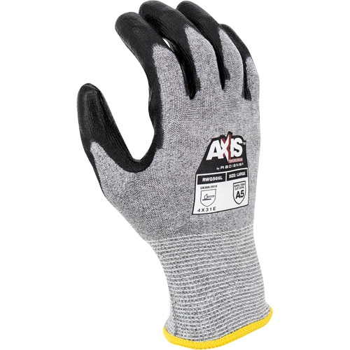 Gants de travail r&eacute;sistants &agrave; la coupe, compatibles avec &eacute;crans tactiles RWG566 AXIS, Taille 2T-Grand, Calibre 18, Rev&ecirc;tement Polyur&eacute;thane, Enveloppe en Acier inoxydable/PEHP, ASTM ANSI niveau A5/EN 388 niveau E TGS INDUSTRIEL