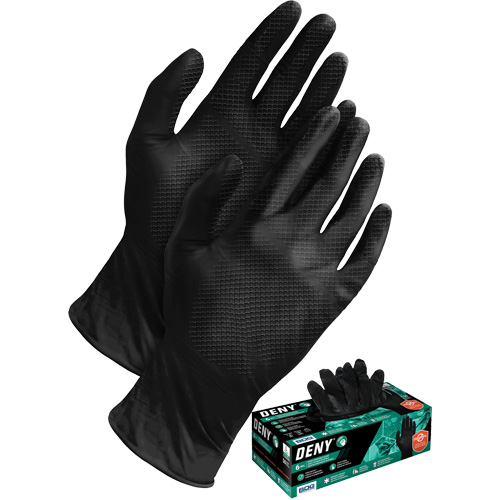 Gants jetables Deny, Petit, Nitrile, 6 mils, Sans poudre, Noir TGS INDUSTRIEL