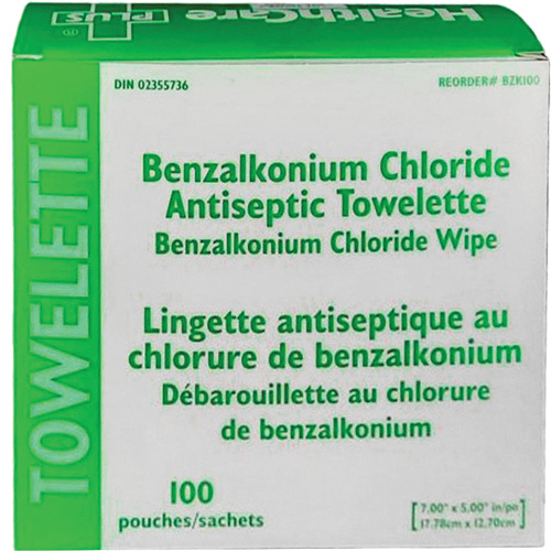 BZK Benzalkonium Chloride Towelette, Towelette, Antiseptic TGS INDUSTRIEL