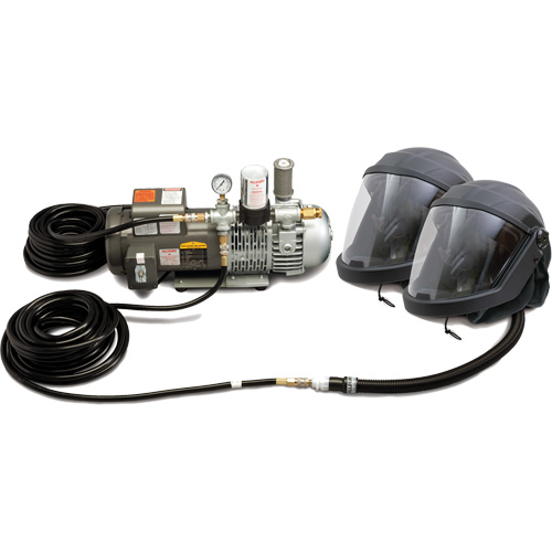 Syst&egrave;me de casque et de protection respiratoire &agrave; adduction d'air DEFENDER pour 2 travailleur TGS INDUSTRIEL