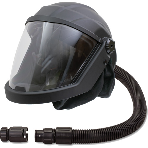 Masque respiratoire &agrave; adduction d'air et casque avec adaptateur de d&eacute;bit DEFENDER, Universel, Pi&egrave;ce faciale TGS INDUSTRIEL