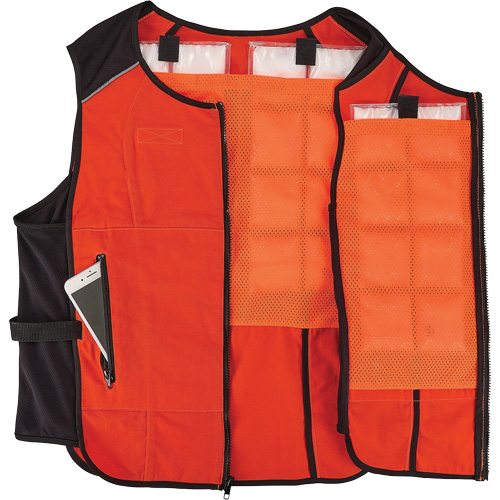 Veste de refroidissement &agrave; changement de phase l&eacute;g&egrave;re avec sachets de recharge Chill-Its 6260, Petit/Moyen, Orange TGS INDUSTRIEL