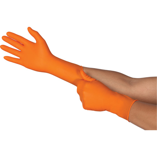 TOUCHNTUFF 93-800 Disposable Gloves, 6.5/7, Latex/Neoprene/Nitrile, 23.6-mil, Powder-Free, Orange TGS INDUSTRIEL