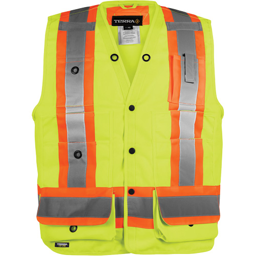 Veste haute visibilit&eacute; pour arpenteur, Orange haute visibilit&eacute;, Petit, Polyester TGS INDUSTRIEL
