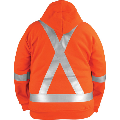 Chandail haute visibilit&eacute; &agrave; fermeture &eacute;clair sur le devant, r&eacute;sistant au vent, avec capuchon amovible, Hommes, 2T-Grand, Orange haute visibilit&eacute;, 27,7 cal/cm² TGS INDUSTRIEL