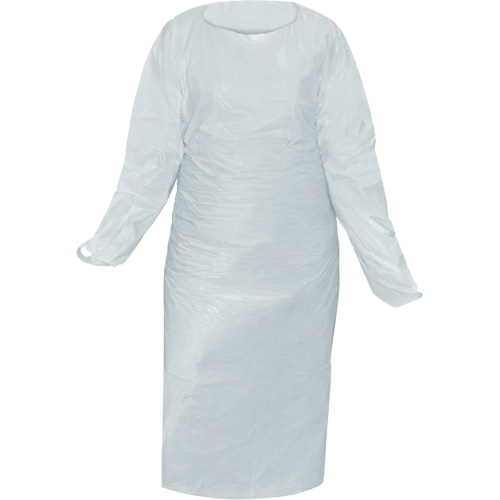 Blouse CoverMe avec passe-pouces, Taille unique, Blanc, Poly&eacute;thyl&egrave;ne TGS INDUSTRIEL