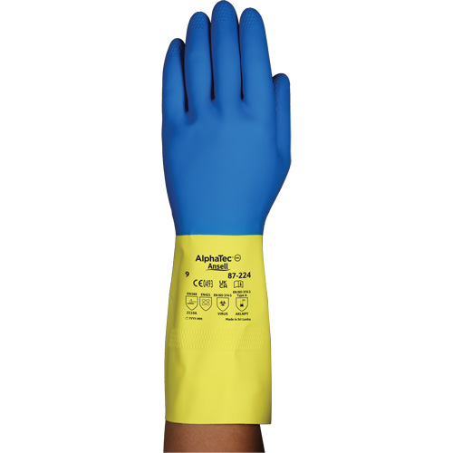 Gants r&eacute;sistants aux produits chimiques AlphaTec 87-224, Taille 7, 12,8" lo, N&eacute;opr&egrave;ne/Latex de caoutchouc, Doublure en Coton/Ouat&eacute;e, 26,8 mils TGS INDUSTRIEL