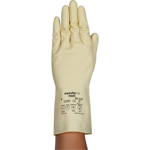 Gants naturels et l&eacute;gers AlphaTec 87-137, Taille 9, 11,8" lo, Latex de caoutchouc, 16 mils TGS INDUSTRIEL