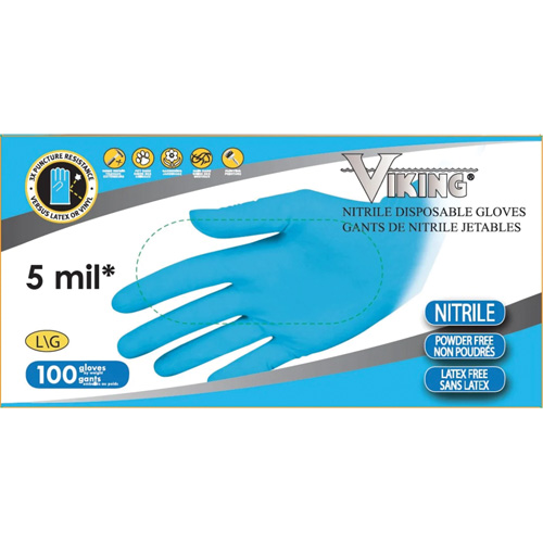 34600 Disposable Gloves, Medium, Nitrile, 5-mil, Powder-Free, Blue TGS INDUSTRIEL