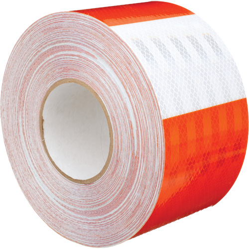 Pellicule souple pour chantiers routiers &agrave; haute intensit&eacute; 382VHIP, 5" la x 150' lo, Orange et blanc TGS INDUSTRIEL