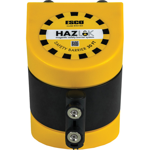 Syst&egrave;me de barri&egrave;re de s&eacute;curit&eacute; HAZLOK, Plastique, Fixation magn&eacute;tique, 30', Ruban Noir et jaune TGS INDUSTRIEL