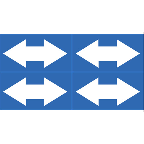 Marqueurs de tuyau avec fl&egrave;ches bidirectionnelles, Autocollant, 1-1/8" h x 7" la, Blanc/bleu TGS INDUSTRIEL