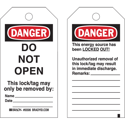 Lockout Tags, Plastic, 3" W x 5-1/2" H, English TGS INDUSTRIEL