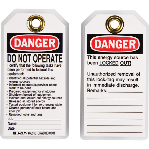 Lockout Tags, Plastic, 3" W x 5-1/2" H, English TGS INDUSTRIEL