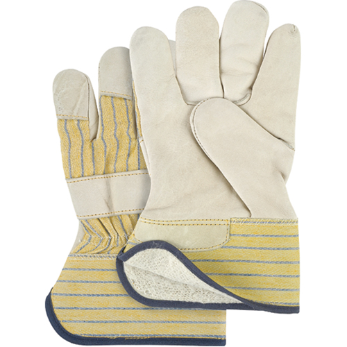 Abrasion-Resistant Winter-Lined Fitters Gloves, Ladies, Grain Cowhide Palm, Cotton Fleece Inner Lining TGS INDUSTRIEL