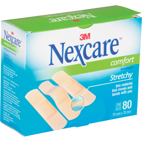 Bandages confortables Nexcare, Rectangulaire/carr&eacute;e, 3", Tissu, St&eacute;rile TGS INDUSTRIEL