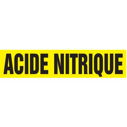 Marqueurs de tuyau "Acide Nitrique", Autocollant, 2-1/2" h x 12" la, Noir sur jaune TGS INDUSTRIEL