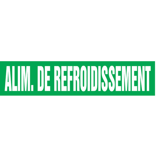 Marqueurs de tuyau "Alim. de Refroidissement", Autocollant, 2-1/2" h x 12" la, Blanc/vert TGS INDUSTRIEL