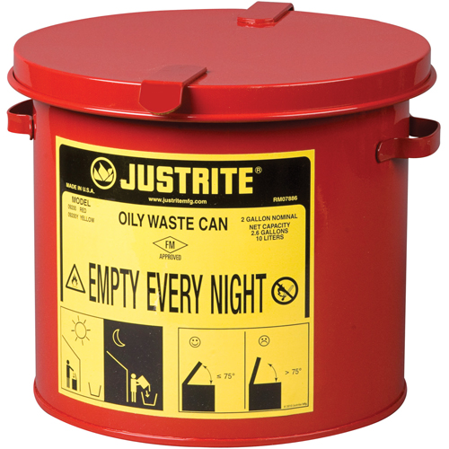 Oily Waste Cans, FM Approved/UL Listed, 2 US gal., Red TGS INDUSTRIEL