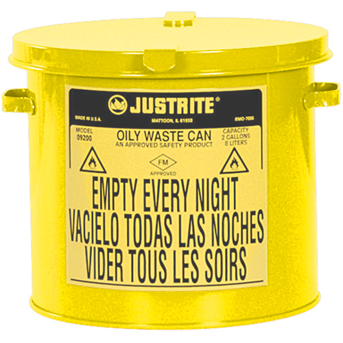 Contenants pour d&eacute;chets huileux, Homologu&eacute; FM/List&eacute; UL, 2 gal. US, Jaune TGS INDUSTRIEL