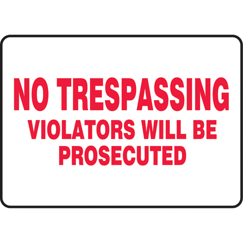 Enseigne  No Trespassing , 7" x 10", Vinyle, Anglais TGS INDUSTRIEL