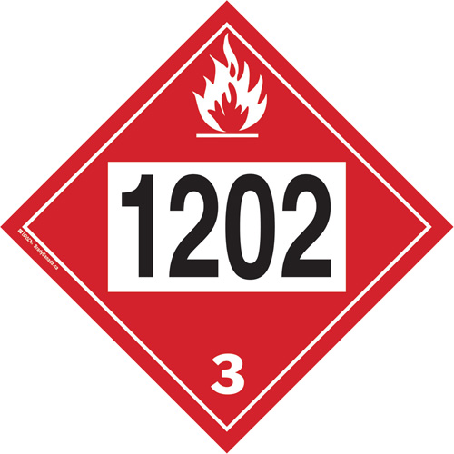 Plaque-&eacute;tiquette TMD 1202 pour liquide inflammable huile combustible, Plastique TGS INDUSTRIEL
