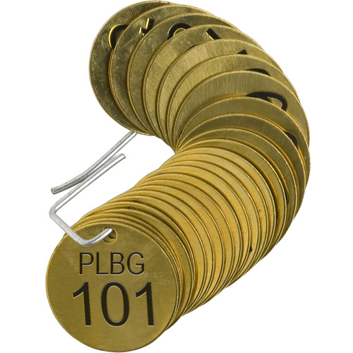 &eacute;tiquettes num&eacute;rot&eacute;es pour vannes PLPG, # 101-125, Laiton, 1,5" dia. TGS INDUSTRIEL