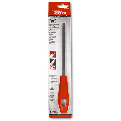 Lime pointue tr&egrave;s mince avec poign&eacute;e rouge, Triangle, 6", Simple TGS INDUSTRIEL